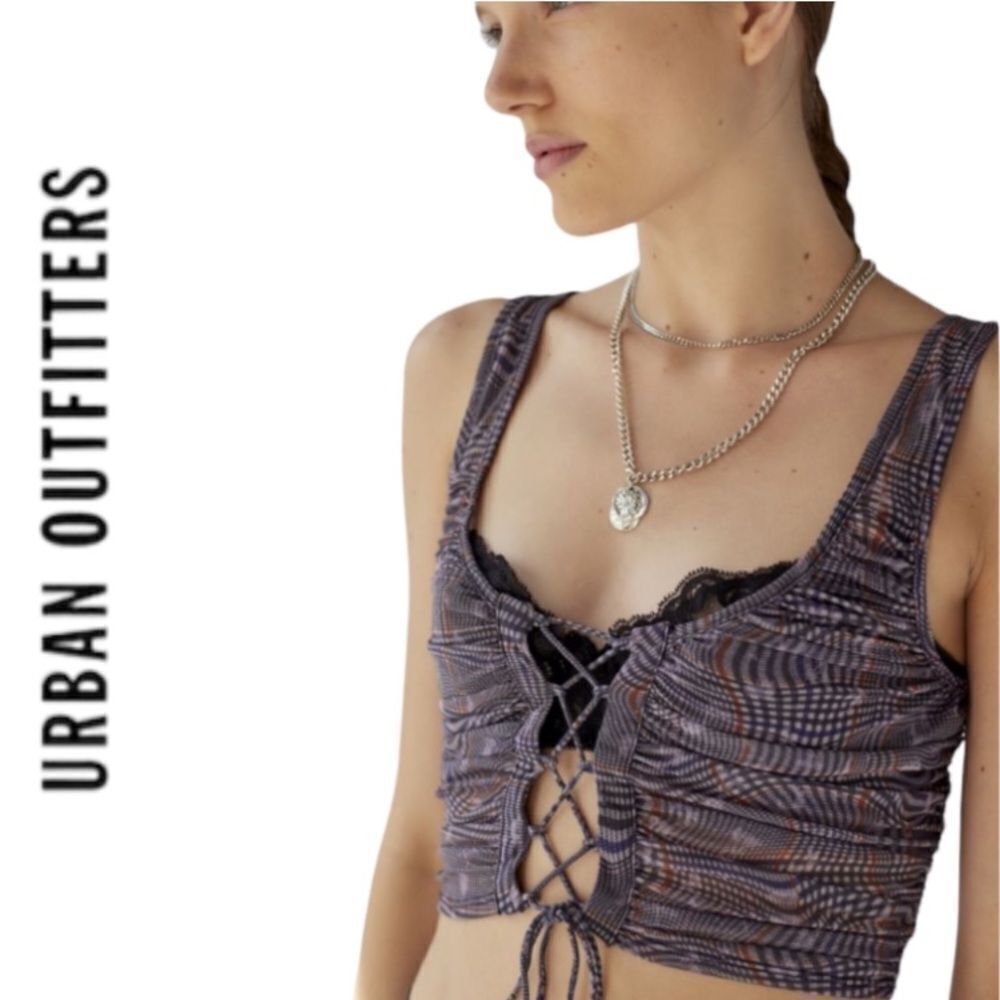 NEW UO Urban Outfitters Ruched Lace-Up Tank Top S M